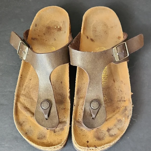 Birkenstock Gizeh Sandals Women EU 38 US 7-7.5 Brown Comfort Toe Thong - Picture 2 of 7